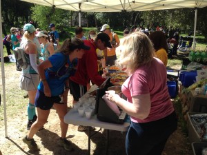 Checking out the aid-station