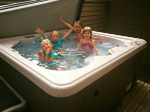 The kids also hit the hot tub. 