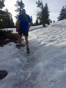 Climbing in snow. 