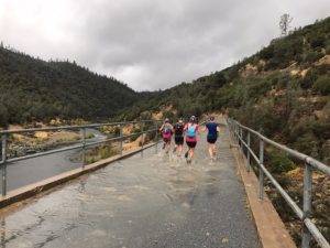 Running through the flood on No Hands Bridge