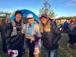 Miss P with her pacers AND her 100 mile medal!